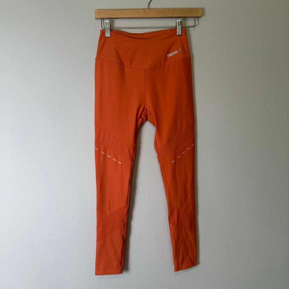 Gymshark Womens Orange Dry Perforated High Waisted Leggings Size‎ S Small